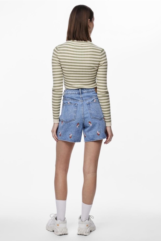 PCSKY HW EMBROIDERY SHORTS 17148991 Light Blue denim/EMBROIDERY
